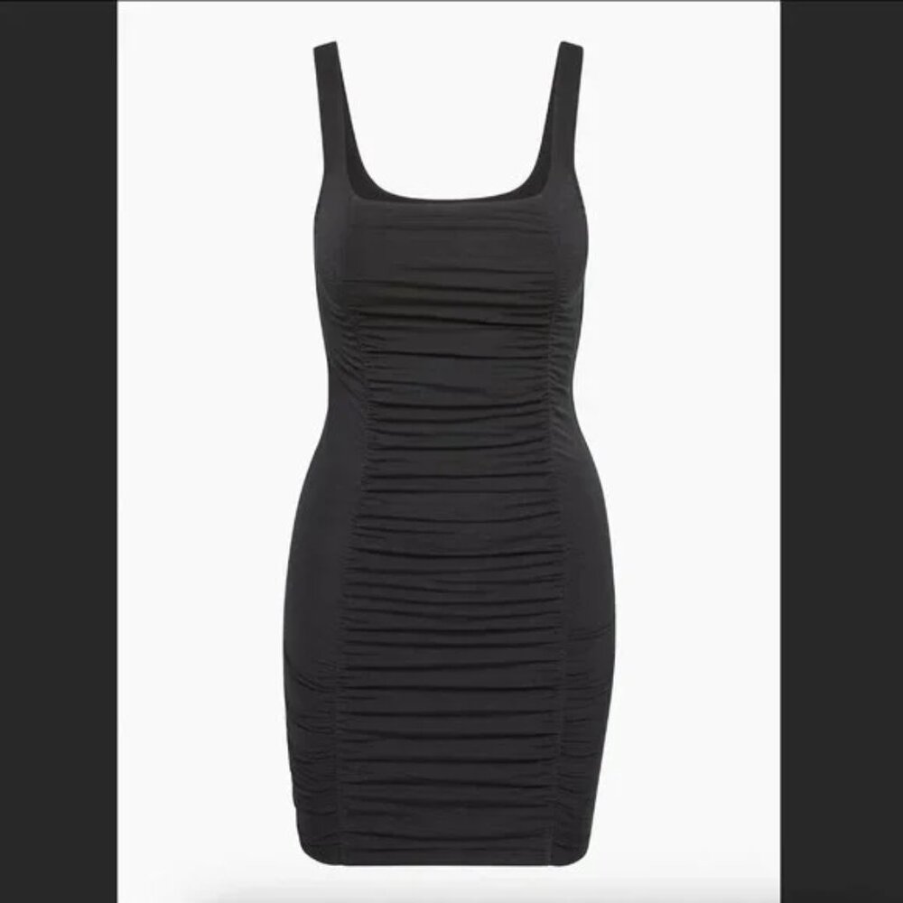 Wilfred Lydia Dress Black Ruched Mini - XS
